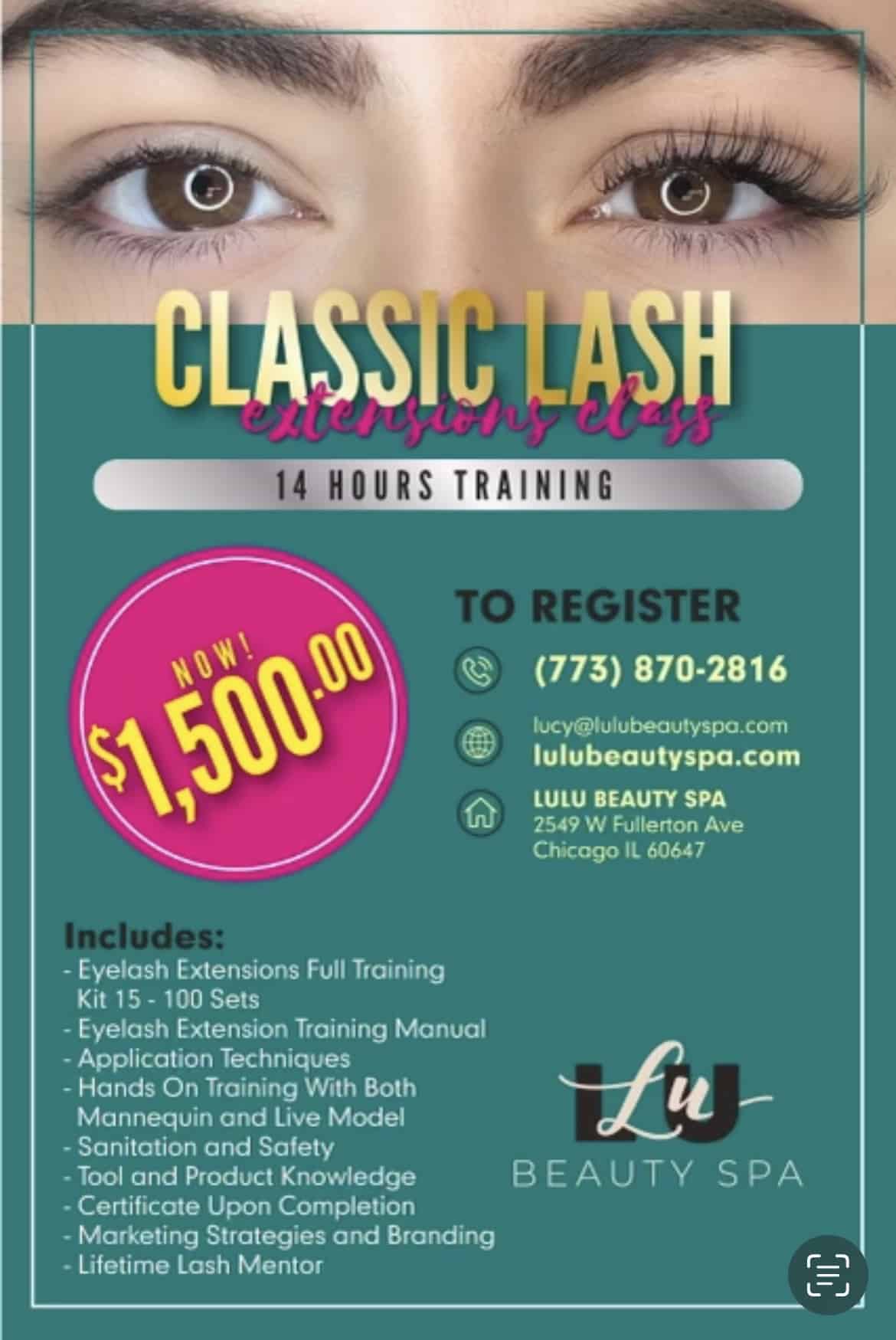 the best classic lash extensions course in chicago