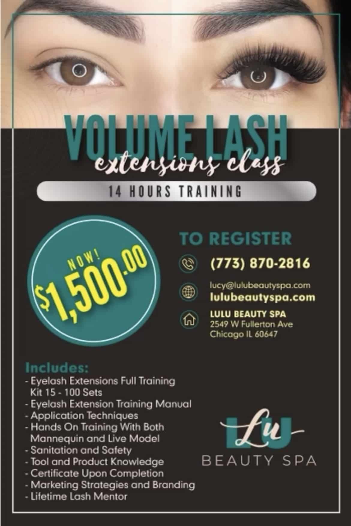 the best volume lash extensions course in chicago
